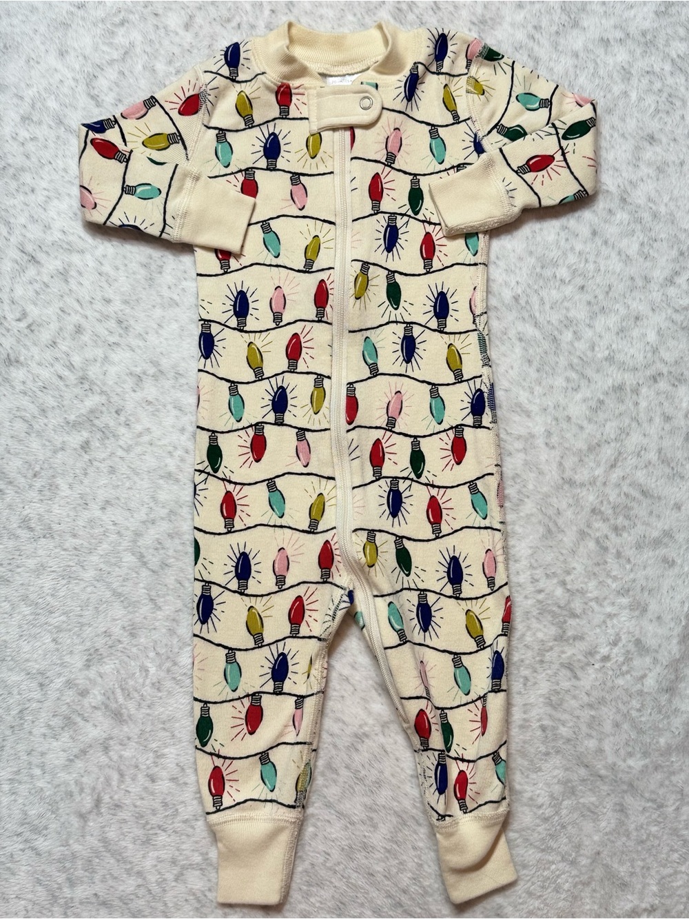 NWOT Hanna Andersson Christmas Lights Zip Sleeper 6-12M Baby Cotton Holiday